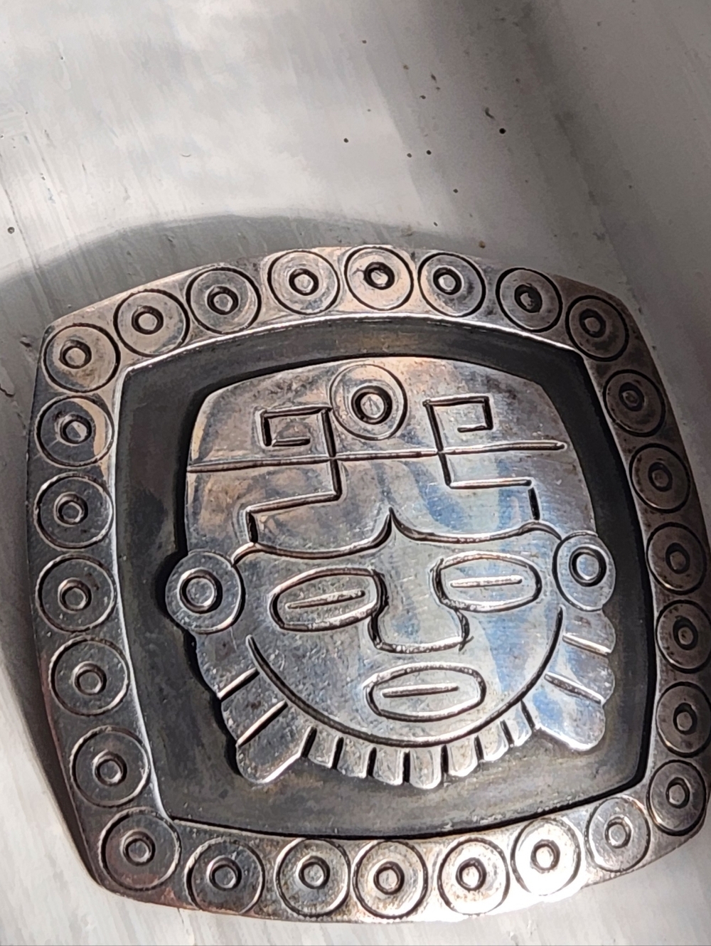 VTG STERLING SILVER LOS BALLESTEROS AZTEC MAYAN FACE PENDANT